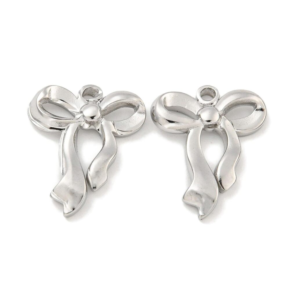 1286 20 pcs Bow Theme 304 Stainless Steel Charms Bowknot Ribbon Tie Knot